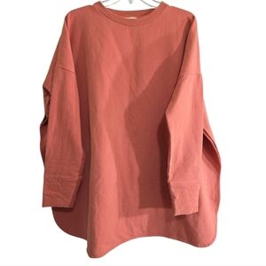 Beaumont Organic Cotton Side Slit Sweatshirt in Rust Large Oversized Fit
